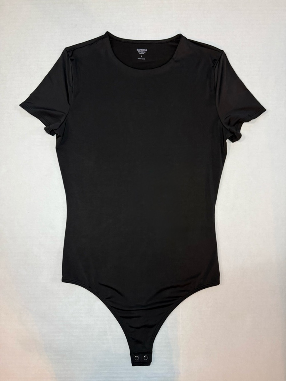 Express Body Contour Compression Crew Neck Short Sleeve Bodysuit Black Size S